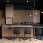 Wooden Melamine Modern L Shaped Stone Kitchen Cabinets Set